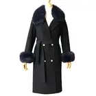 Custom Woolen Overcoat Winter Slim Fit Jacket Double Face Cashmere Blend Wool Coat With Real Fox Fur Collar