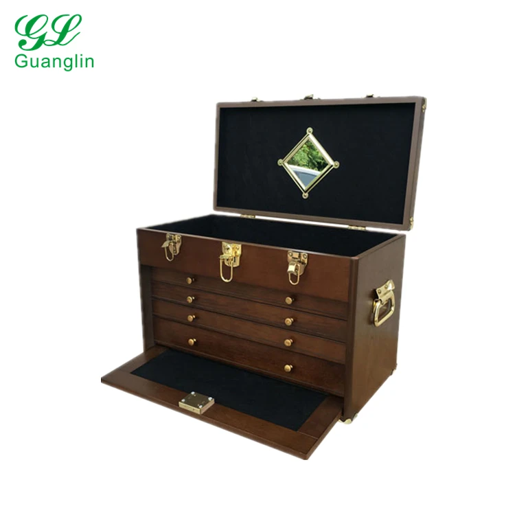 Retro 4 Drawer Wood Toolbox With Lock Buy Toolbox Wood Tool Box