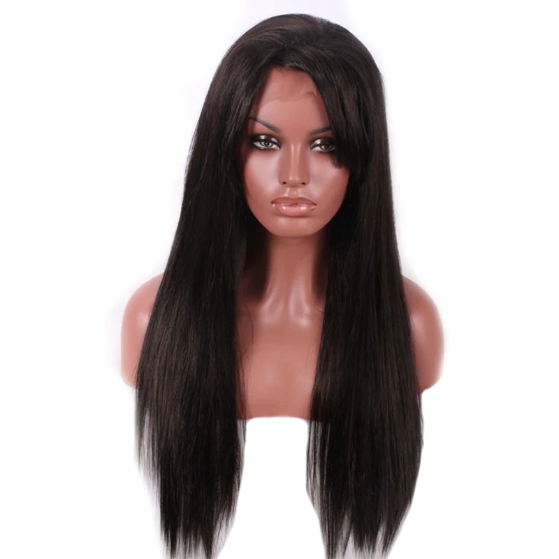 Hot 70cm New Arrival Fashion Cheap Long Straight Natural Black Fiber Synthetic Lace Front Wig Heat Resistant