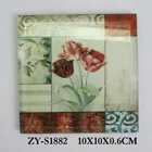 Wholesale flower design square glass table coaster