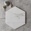 New model bathroom calacatta natural marble stone effect ceramic jazz white hexagon floor tile
