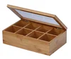 Custom Bamboo Wooden Tea Storage Gift Box With 8 Compartments
