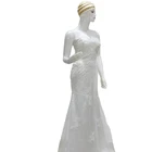 Fashion Sexy Sling White Embroidered Beaded Evening Dress