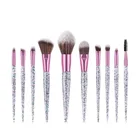 Glitter Private Label 10 pcs Powder Oval Makeup Brushes Foundation Flat Cosmetics Makeup Brush Set Kit