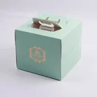 Wholesale printed food grade paper packaging birthday cake box with window handle