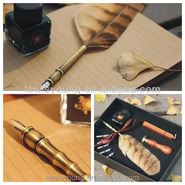 shenzhen factory gift owl feather pen gift set assorted freely