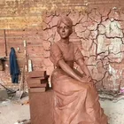 Modern Casting Copper Arts Sitting Lady Figure abstract brass sculpture for Garden Decoration