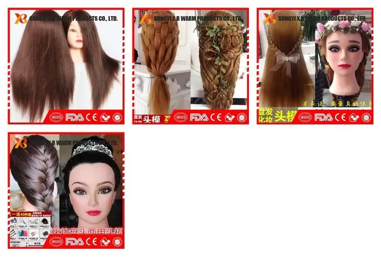 Natural Color Human Hair Practice Head 45cm 100 Human Hair