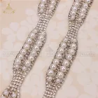 2019 Wholesale Crystal Fancy Stone Chain With Pearl Trimming For Dresses