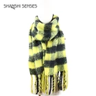 Ladies polyester boucle woven check scarf, Lightweight Wrap Scarf Multi-Purpose Shawl
