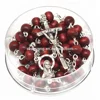 Factory supply cheap wood rosary Catholic Religious rose scented beads box rosary for payer