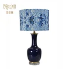 Luxury antique hotel table light ceramic home decoration desk purple lamp
