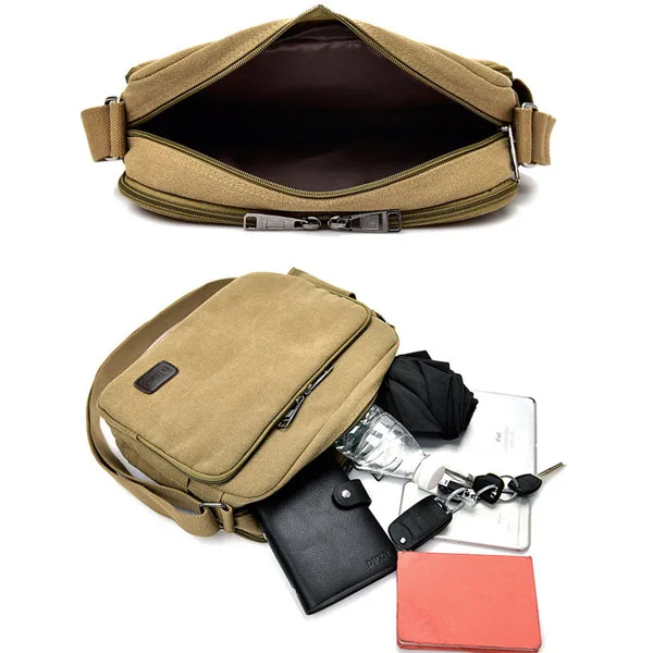 Online shopping man women crossbody sling bag canvas shoulder messenger bag with bottle holder