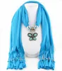 Vintage turquoise butterfly pendant jewelry scarves high end women long jewelry scarves solid light blue jewelry scarves
