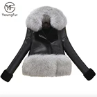 Winter Jacket Women Double Face Lamb Skin Coats Sheep Leather Fox Fur Coat
