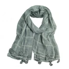2019 hot sale plain cotton shawl high quality solid plaid muslim tudung tassel tye die wholesale hijab malaysia