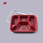Custom 4 Divided Takeaway Fast Food Packaging Container Plastic Lunch Tray