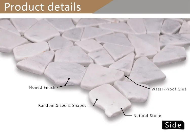 Black And White Carrara Broken Stone Marble Mosaic Tile 8mm Art Medallion