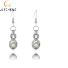 2018 Wholesale silver plated rice cage pearl earring hanging freshwater pearl earrings for lady