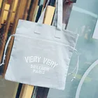Easy design customized logo printing gray canvas drawstring tote bag