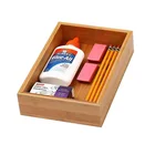 Eco friendly Custom Wood Flatware Tray Bamboo Expandable Kitchen Utensils Drawer Organizer