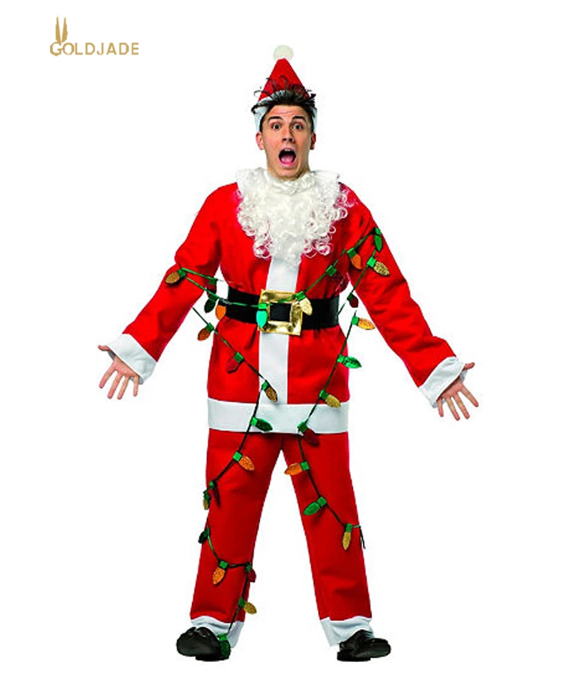 סט מלא של חג המולד תחפושות קלאוס Sauta חליפת למבוגרים אדום חג המולד בגדי סנטה קלאוס תלבושות לגברים חורף