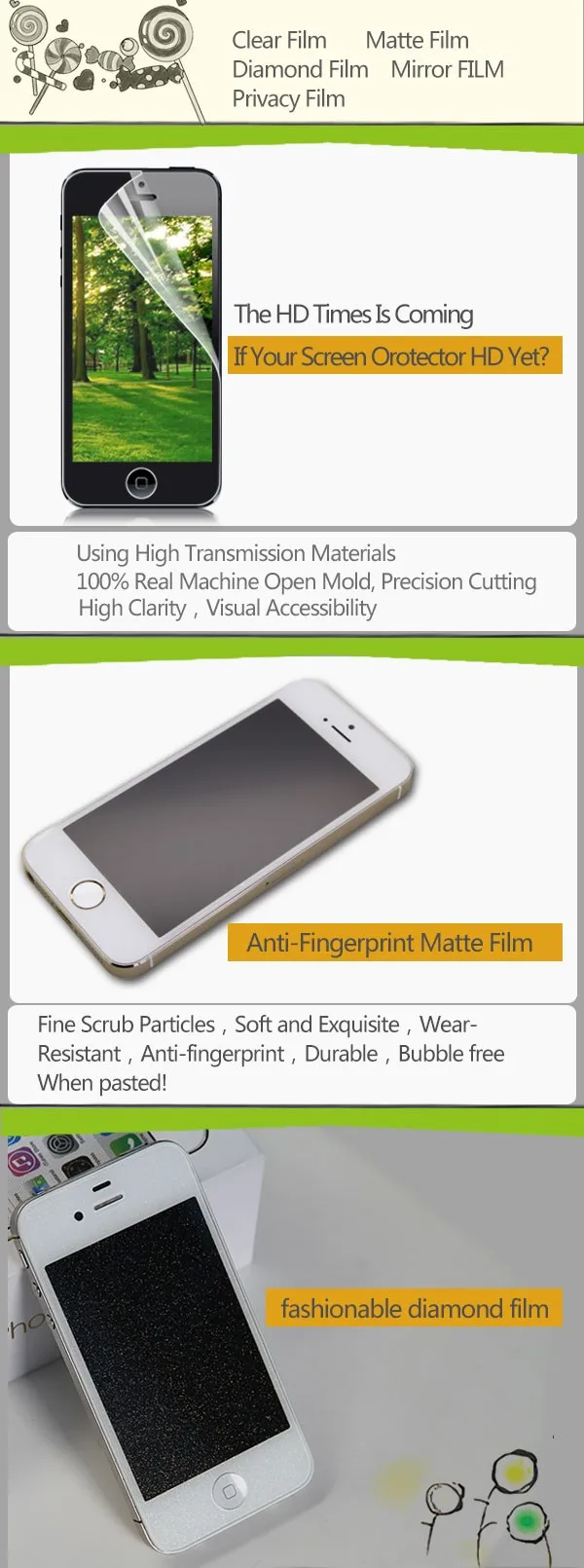 High quality diamond screen protector for Samsung galaxy A8
