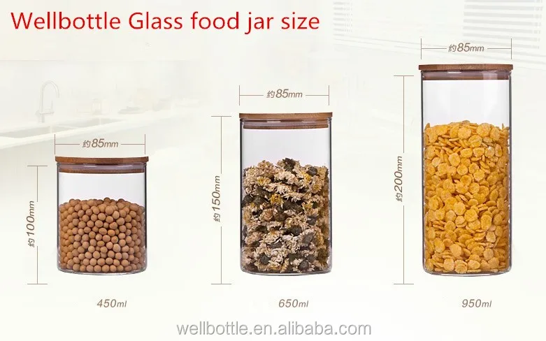 Customize any size high borosilicate glass storage jar with wood lid Storage-151RL