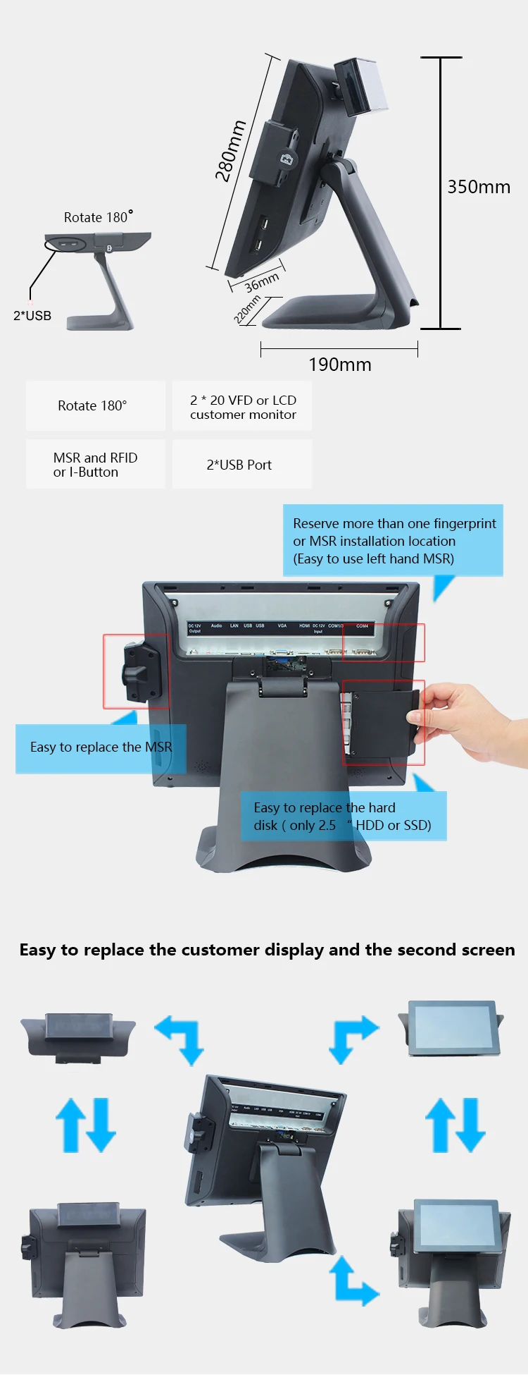 15 inch android countertop pos cash register with CE/RoHs/FCC certificate through strict quality testing