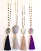 Long Popular Agate Tassel Necklace Natural Stone Jewelry