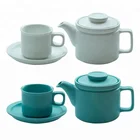 Hand made matte surface solid color cheap european fine tea pots porcelain tea set with tea cups