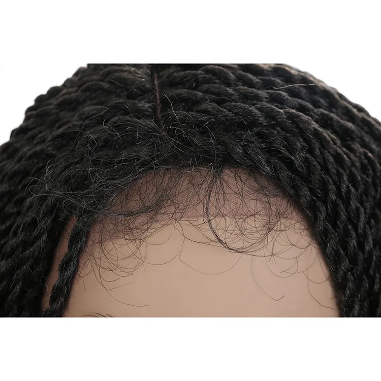 African American Lace Braid Bob Senegalese Style Cheap Braided Synthetic Lace Front Wigs for Black Women with Baby Hair