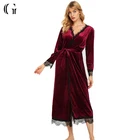 Women Warm Solid Color Soft Velvet Robe