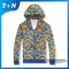 wholesale unisex design your own cartoon printed sublimation hoodie with zipper