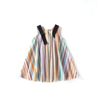 Hot Selling Smocked Children Clothing Wholesale Oblique Color Contrast Girl Dress Summer