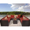 U shape home hotel metal top design table sectional wicker sofa set swimming pool outdoor furniture rattan