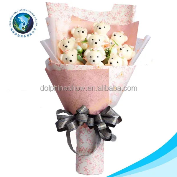 2016 cheap cute valentine gift soft plush toy teddy bear flower