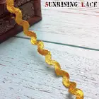 Crocheted Decorative Zig Zag Lace Gold Braid Trim