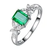 wholesale new design square shape 0.68ct green emerald natural gemstone jewelry 18k gold diamond ring for women engagement