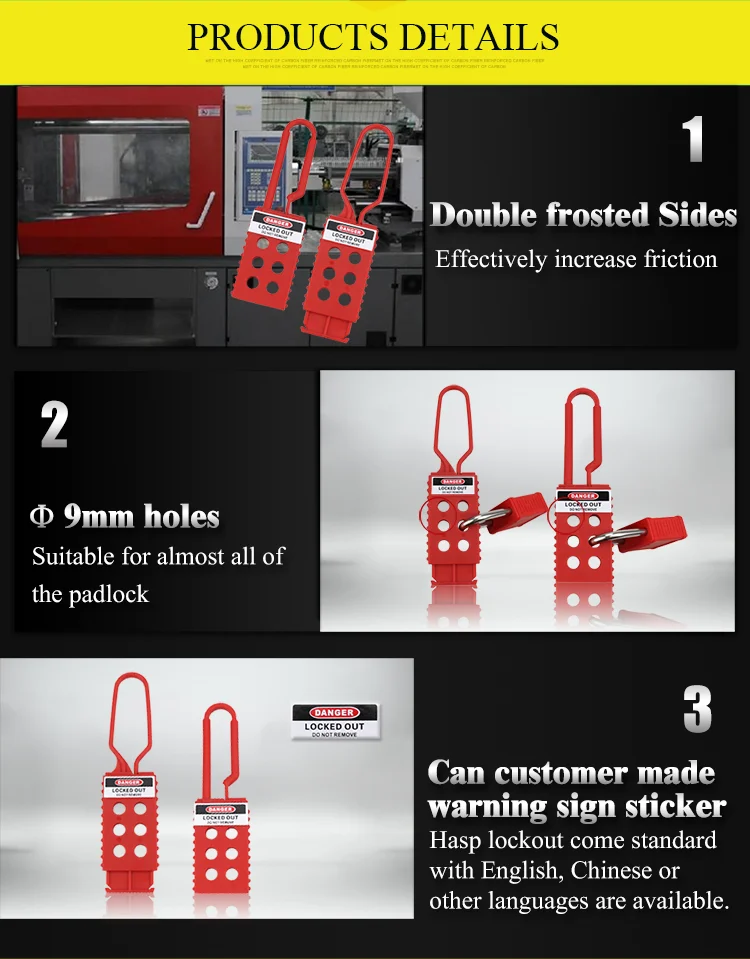 Lockout Hasp lock for safety Dielectric and Plastic allow to 6 padlocks