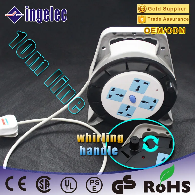 10m Wire Auto Rollup Power Cord Industrial Uk Plug Extension Cable