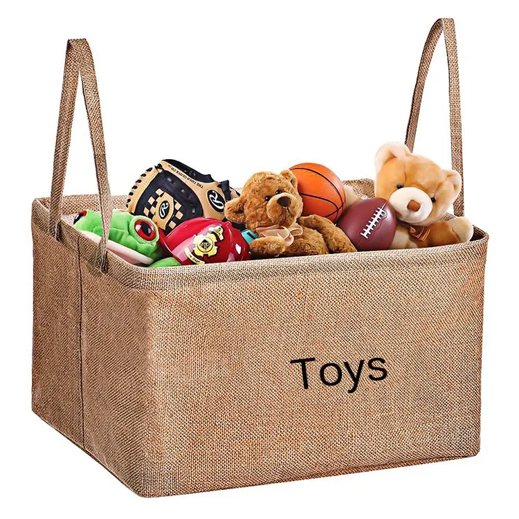 custom collapsible kids toy storage basket with handle