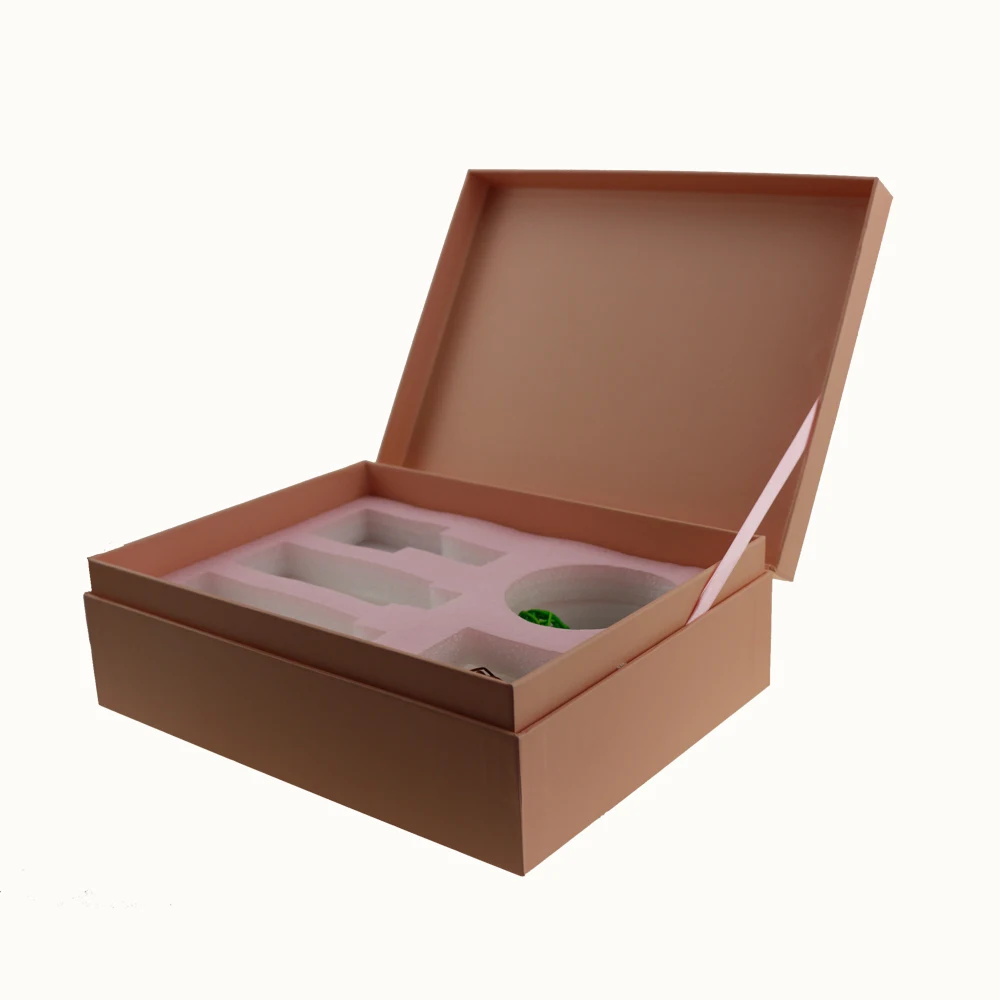 2017 luxury cosmetic gift paper box packaging with ribbon with