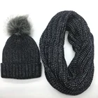Oeko-tex BSCI WRAP ALDI audit 100% Acrylic Pom Beanie Women Fashion Winter Accessory Loop Scarf and Hat Set