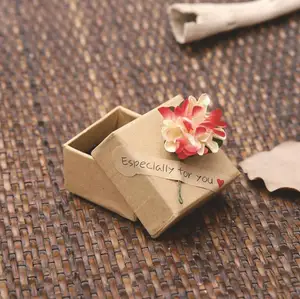 valentines day ring gift box custom flower kraft paper jewelry