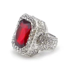 Engagement Hiphop Ring Classic Style Hiphop Zinc Alloy Artificial Ruby Gems Stone Ring