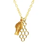 Husuru New Design Custom Hexagon Honeycomb And Fish Inspirational Animal Spirit Necklaces Jewellery For Women Girl Gifts