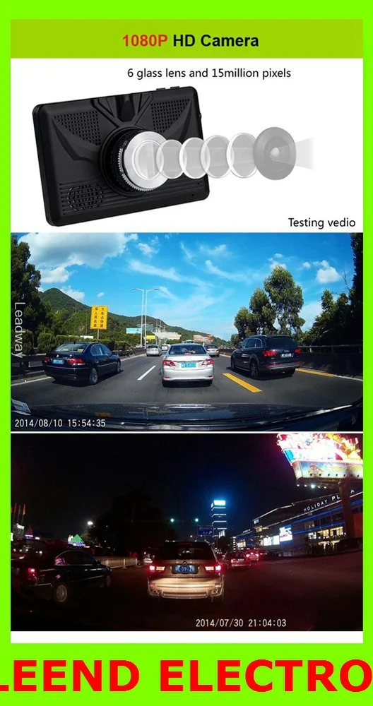 Car DVR Dual Camera Lens + Wifi + Android 4.0 Smart Tablet + GPS Navigator Full HD 1080P 5.0'' LCD video Recorder Dash Cam