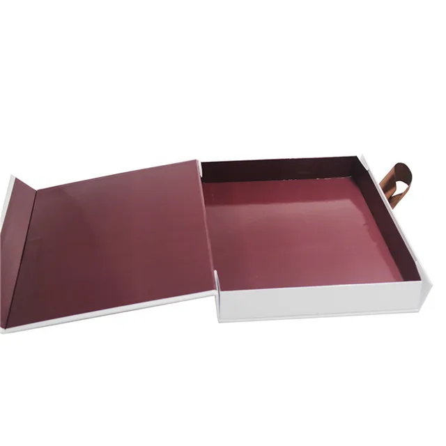 printed hard paper book shaped folding box with ribbon gift box