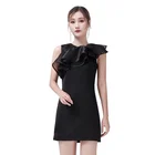 Womens Clothing Latest Design 2019 Ruffles Black Dress Elegant Women Office Mini Dresses Party Sexy Evening